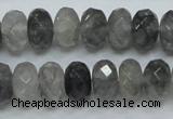 CCQ76 15.5 inches 8*14mm faceted rondelle cloudy quartz beads wholesale