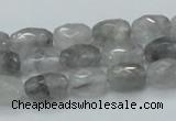 CCQ97 15.5 inches 8*12mm faceted egg-shaped cloudy quartz beads