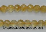 CCR04 15.5 inches 8mm faceted round natural citrine gemstone beads