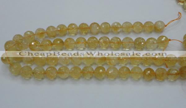 CCR06 15.5 inches 14mm faceted round natural citrine gemstone beads