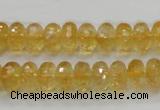 CCR09 15.5 inches 6*10mm faceted rondelle natural citrine gemstone beads