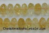 CCR11 15.5 inches 8*14mm faceted rondelle natural citrine gemstone beads