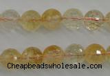 CCR156 15.5 inches 11mm faceted round natural citrine beads