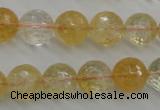 CCR158 15.5 inches 13mm faceted round natural citrine beads