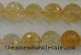 CCR159 15.5 inches 14mm faceted round natural citrine beads