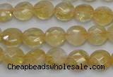 CCR18 15.5 inches 10mm faceted flat round natural citrine gemstone beads