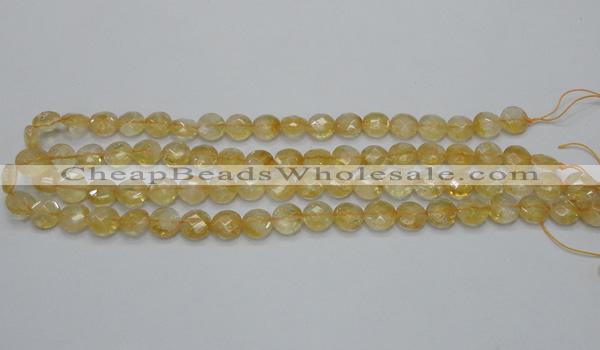 CCR18 15.5 inches 10mm faceted flat round natural citrine gemstone beads