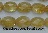 CCR24 15.5 inches 12*16mm faceted oval natural citrine gemstone beads