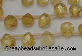 CCR31 15.5 inches 8*10mm faceted briolette natural citrine beads