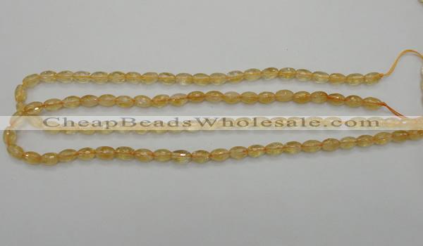 CCR32 15.5 inches 6*8mm faceted rice natural citrine gemstone beads