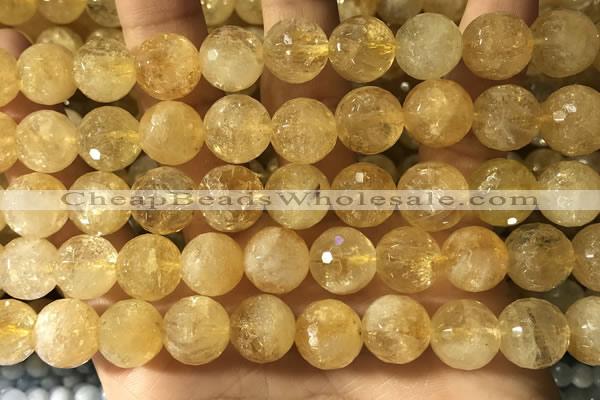 CCR358 15.5 inches 12mm faceted round citrine beads