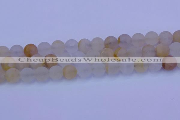 CCR374 15.5 inches 12mm round matte citrine beads wholesale