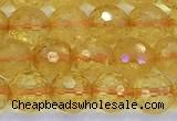 CCR385 15 inches 6mm faceted round citrine beads wholesale