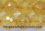 CCR387 15 inches 10mm faceted round citrine beads wholesale