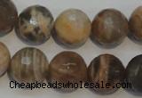 CCS314 15.5 inches 14mm faceted round natural sunstone beads