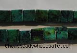 CCS612 15.5 inches 8*8mm cube dyed chrysocolla gemstone beads