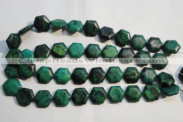 CCS675 15.5 inches 18*20mm hexagon dyed chrysocolla gemstone beads