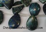 CCS92 Top-drilled 15*20mm flat teardrop dyed chrysocolla gemstone beads