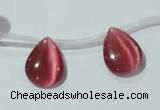 CCT1010 Top-drilled 12*16mm flat teardrop cats eye beads wholesale