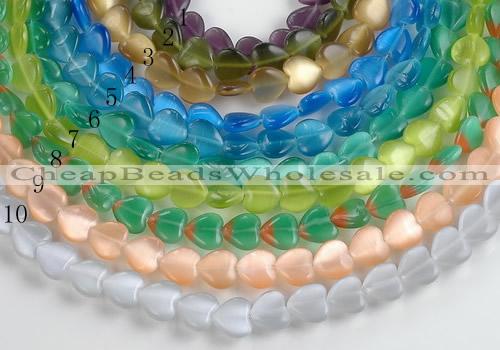 CCT14 10*12mm different color heart cats eye beads Wholesale