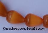 CCT18 14 inches 10*14mm teardrop orange red cats eye beads wholesale