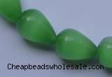 CCT19 14 inches 10*14mm teardrop green cats eye beads wholesale