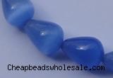 CCT21 14 inches 10*14mm teardrop ink blue cats eye beads wholesale