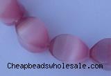 CCT25 14 inches 10*14mm twisted pink cats eye beads wholesale