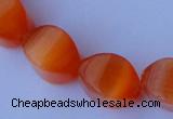 CCT27 14 inches 10*14mm twisted orange red cats eye beads wholesale