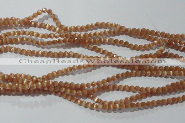 CCT308 15 inches 4mm faceted round cats eye beads wholesale