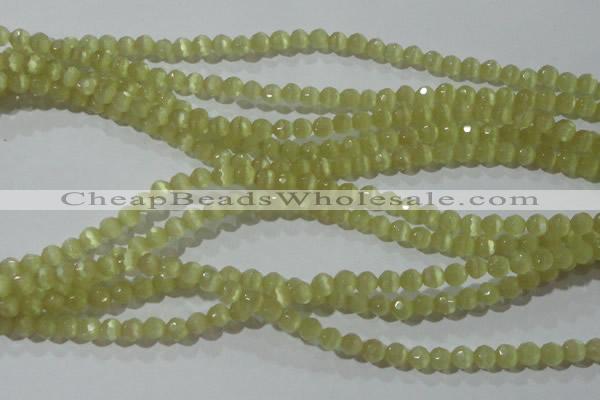 CCT314 15 inches 4mm faceted round cats eye beads wholesale