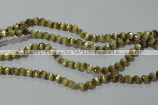 CCT358 15 inches 6mm faceted round cats eye beads wholesale