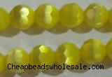 CCT376 15 inches 8mm faceted round cats eye beads wholesale