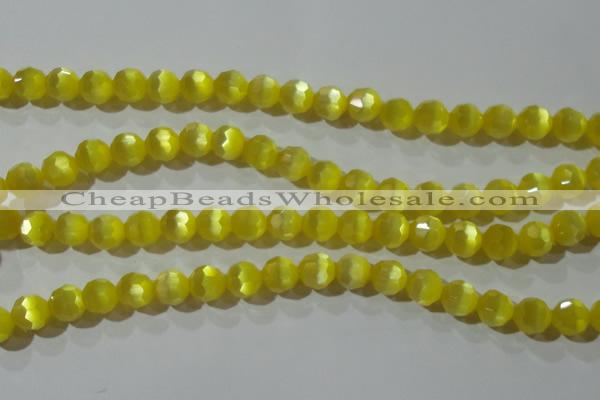 CCT376 15 inches 8mm faceted round cats eye beads wholesale