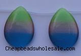 CCT44 14.5 inches 22*30mm flat teardrop mix color cats eye beads