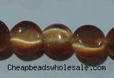 CCT488 15 inches 8mm flat round cats eye beads wholesale