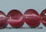 CCT513 15 inches 10mm flat round cats eye beads wholesale