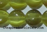 CCT519 15 inches 10mm flat round cats eye beads wholesale