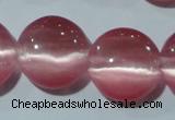 CCT545 15 inches 12mm flat round cats eye beads wholesale