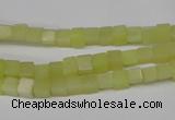 CCU03 15.5 inches 4*4mm cube olive jade beads wholesale