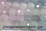 CCU1007 15 inches 4mm faceted cube morganite beads