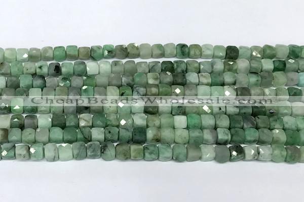 CCU1038 15 inches 6mm faceted cube emerald beads