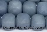 CCU1052 15 inches 8mm faceted cube blue angel skin beads