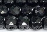 CCU1069 15 inches 8mm faceted cube black tourmaline beads