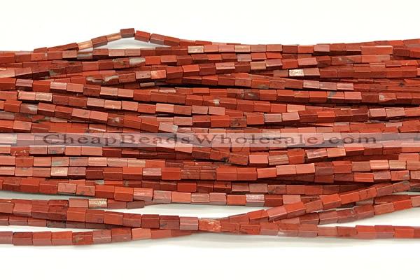 CCU1102 15 inches 2*4mm cuboid red jasper beads