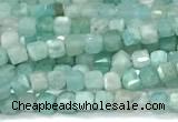 CCU1322 15 inches 2.5mm faceted cube amazonite beads