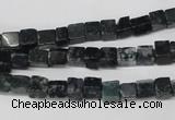 CCU17 15.5 inches 4*4mm cube moss agate beads wholesale