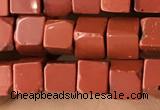 CCU456 15.5 inches 4*4mm cube red jasper beads wholesale