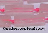 CCU603 15.5 inches 8*20mm - 10*30mm cuboid rose quartz beads