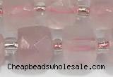 CCU753 15 inches 8*8mm faceted cube rose quartz beads